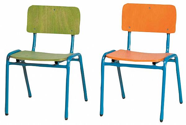 כסא גן רגל מתכת מושב עץ